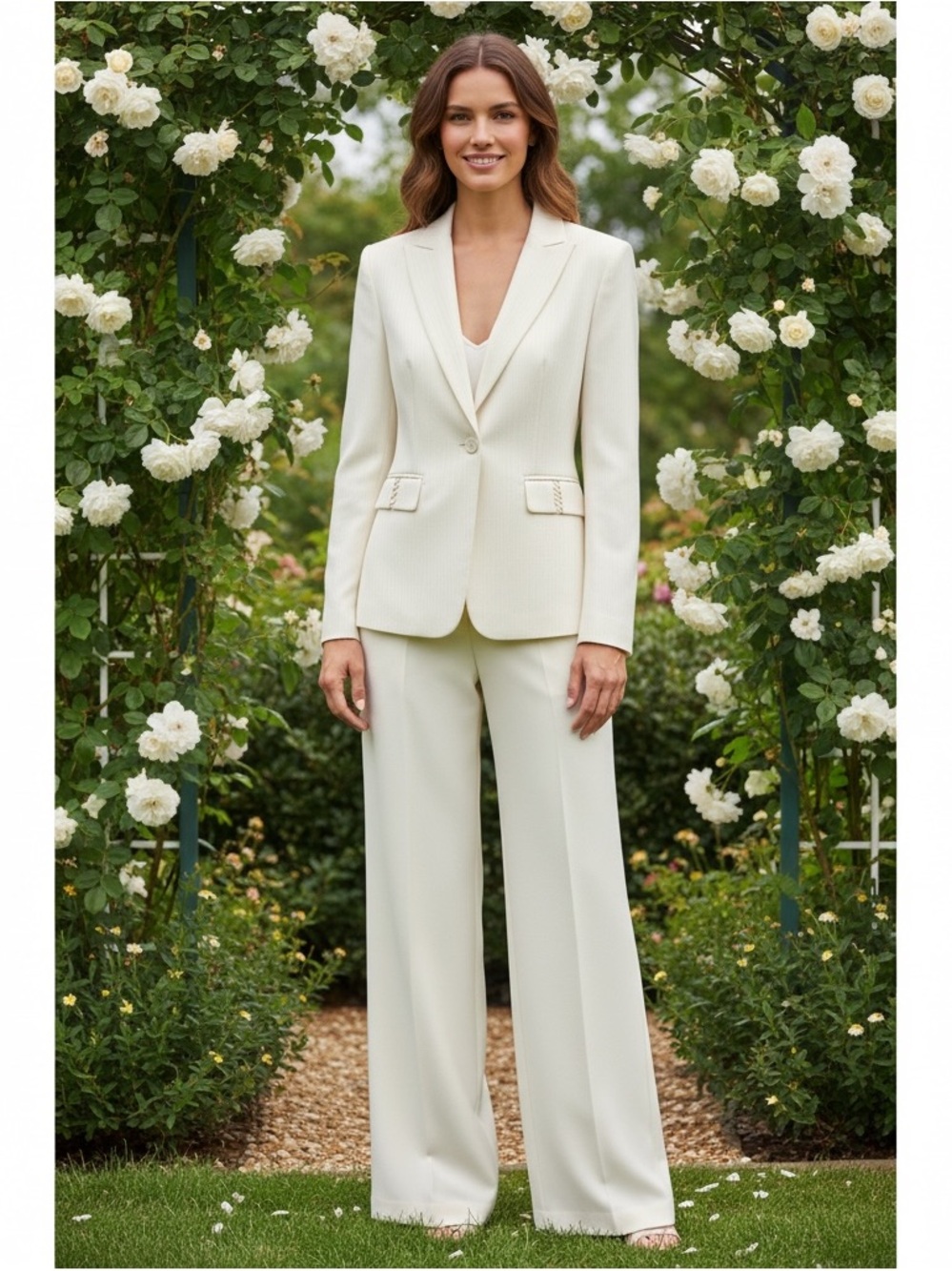 NWT Tahari Ribbed Textured 2pc Single Button Jacket Fully Lined Pantsuit Size 8